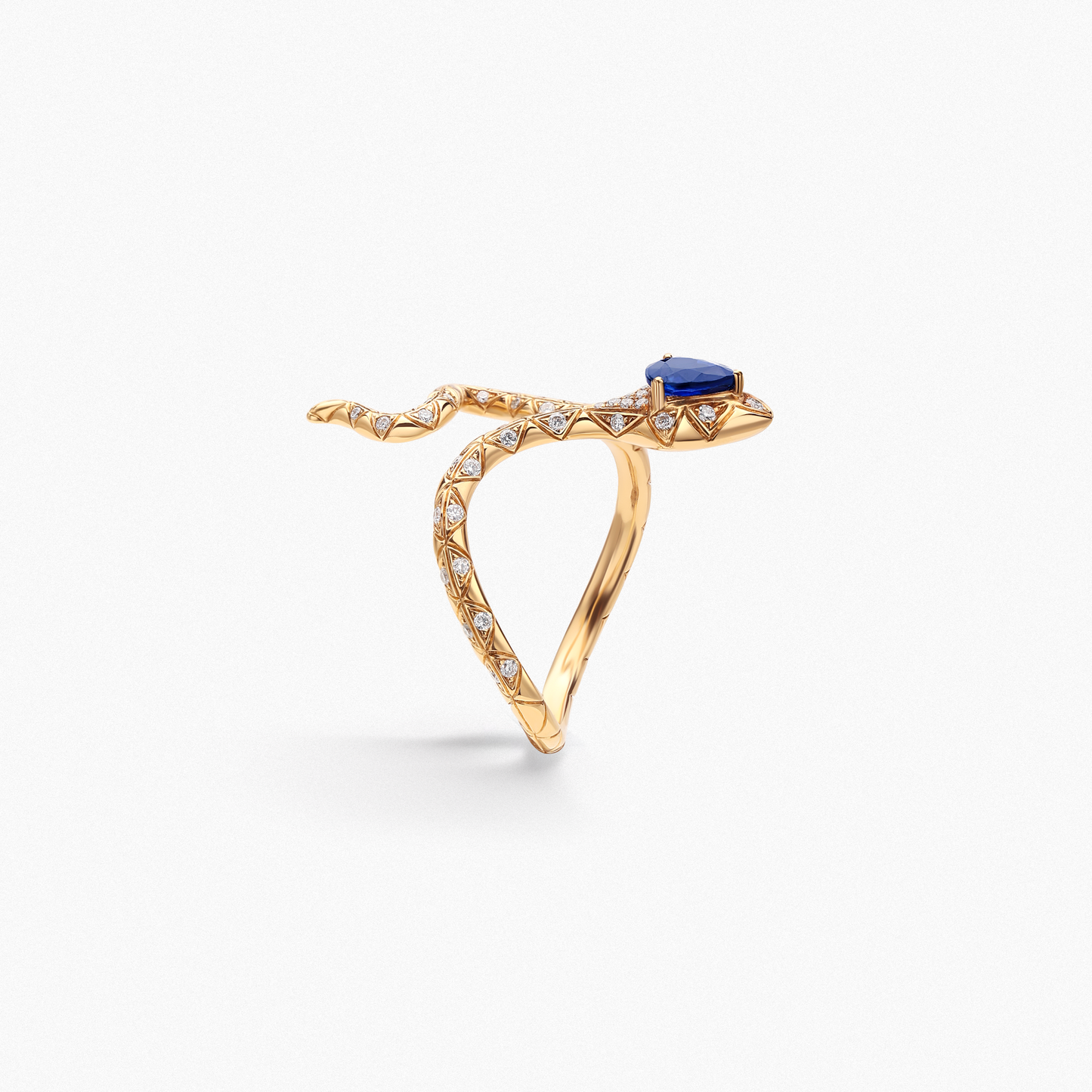 OUROBOROS Snake Winding Design Ring with 0.40 Carat Sapphire