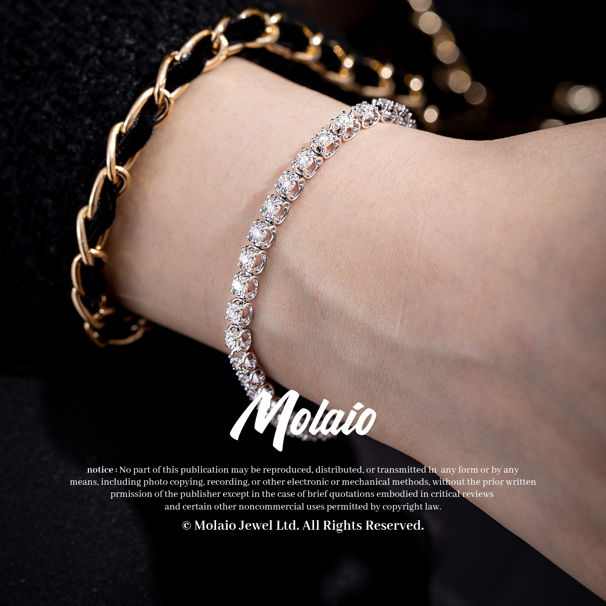 molaio CLASSIC Medium Tennis Bracelet with 1.5ct White Round Diamond