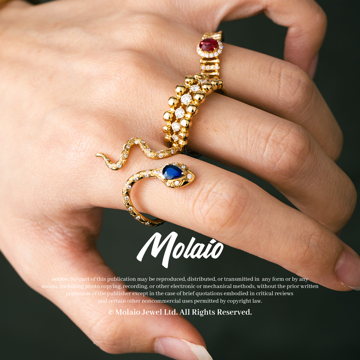 OUROBOROS Snake Winding Design Ring with 0.40 Carat Sapphire