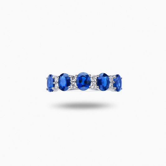 molaio CLASSIC Five Princesses Sapphire Ring with 1.50ct Oval Sapphire