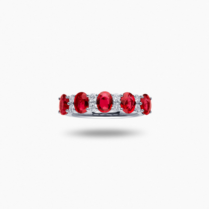 molaio CLASSIC Five Princesses Ruby Ring with 1.00ct Oval Ruby