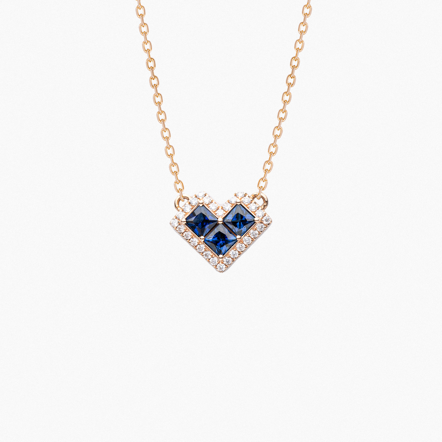 molaio CLASSIC Heart Chain 18K Gold Necklace with 0.60 Carat Sapphires