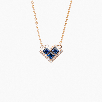 molaio CLASSIC Heart Chain 18K Gold Necklace with 0.60 Carat Sapphires