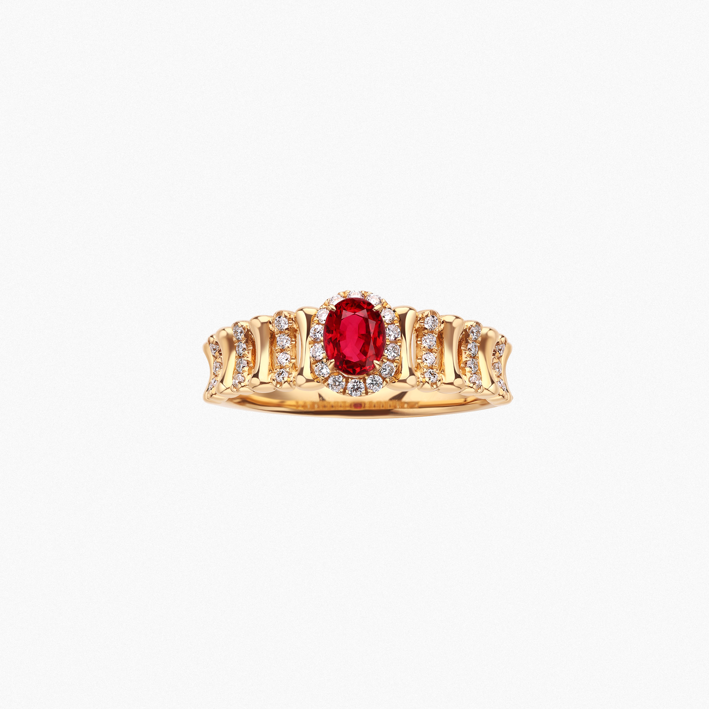 IMPERIA Crown Design Vintage Ring with 0.30 Carat Ruby