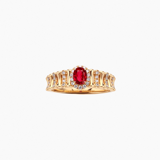 IMPERIA Crown Design Vintage Ring with 0.30 Carat Ruby