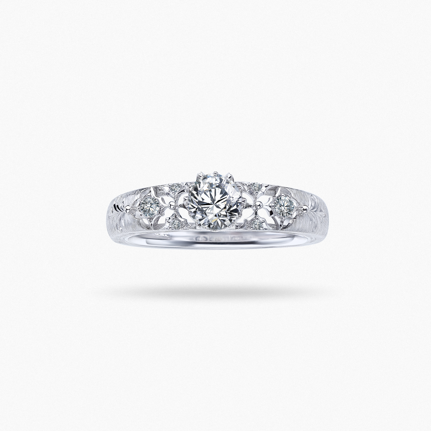 Elpis Brushed Finish Antique Engagement Ring with 0.50 Carat Natural Diamond