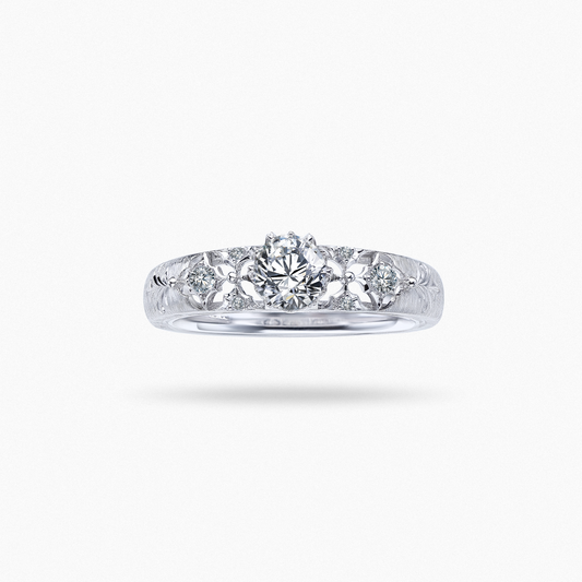 Elpis Brushed Finish Antique Engagement Ring with 0.50 Carat Natural Diamond