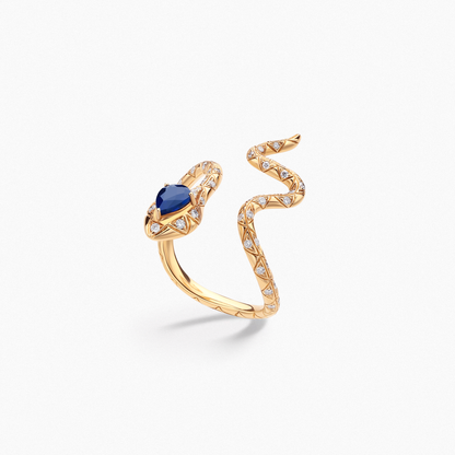 OUROBOROS Snake Winding Design Ring with 0.40 Carat Sapphire