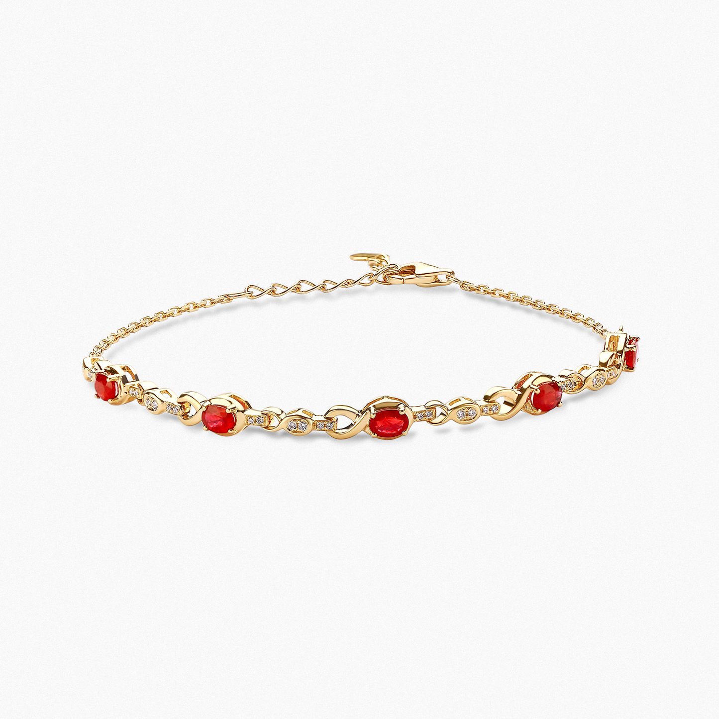 IMPERIA Chain Bracelet with 1.45ct Ruby Adjustable for Wearing