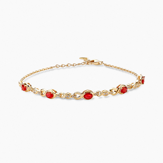 IMPERIA Chain Bracelet with 1.45ct Ruby Adjustable for Wearing