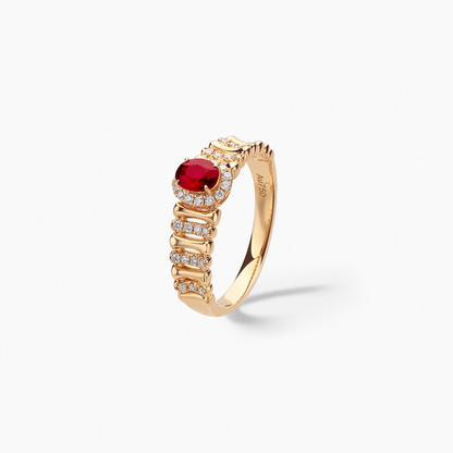 IMPERIA Crown Design Vintage Ring with 0.30 Carat Ruby