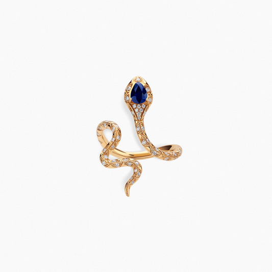 OUROBOROS Snake Winding Design Ring with 0.40 Carat Sapphire